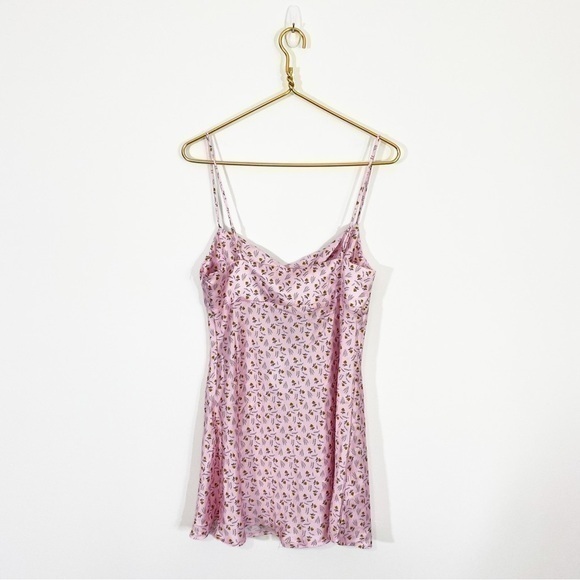 Princess Polly NWT US 8‎ Myron Pink Floral Slip Dress Satin Mini - Picture 5 of 13